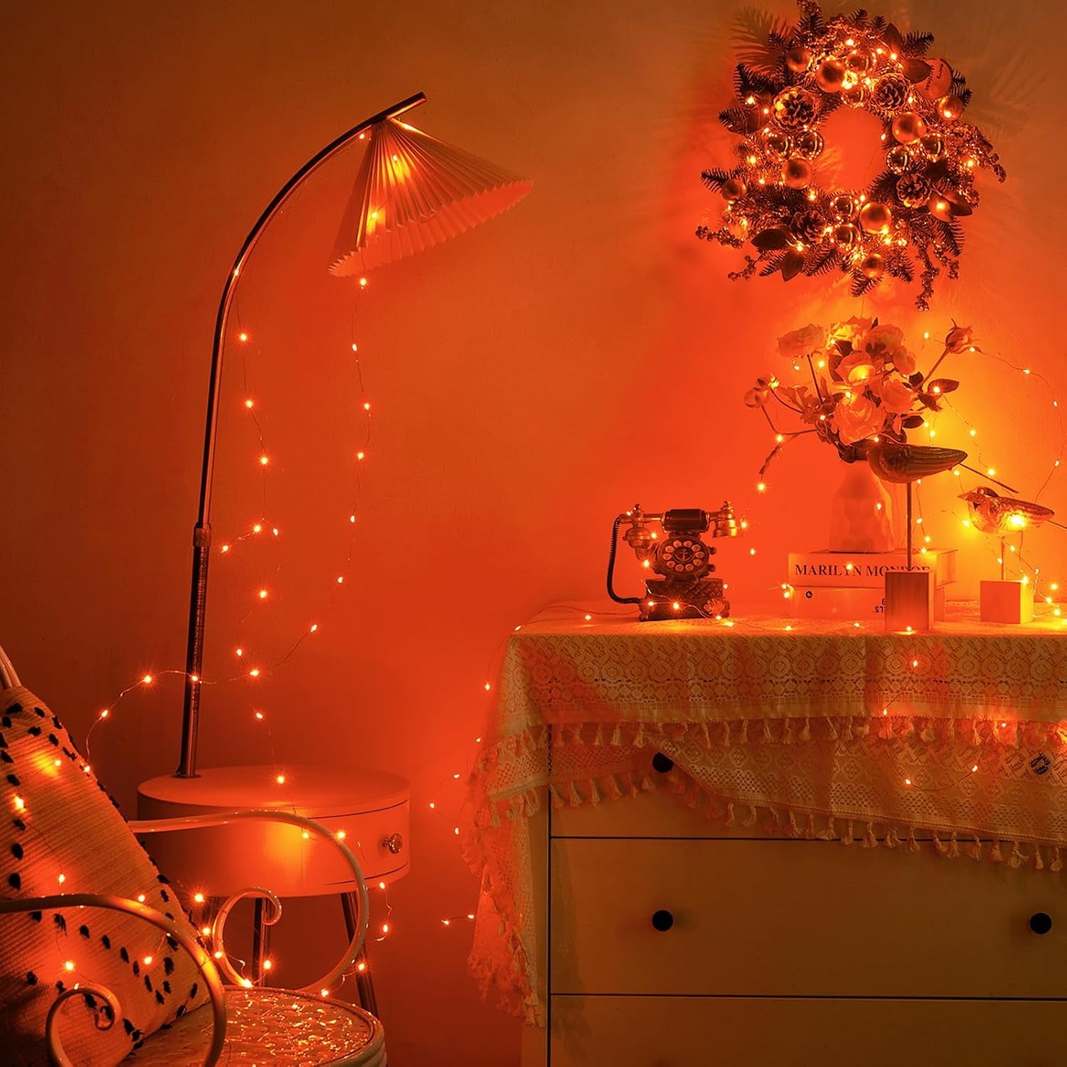 2 Pack 16.4ft Battery Operated String Lights with Timer, Warm White with Synchronized Twinkle Mode, Fairy Lights Battery Powered, 50 LEDs, Idea for Christmas Bedroom Party Wedding