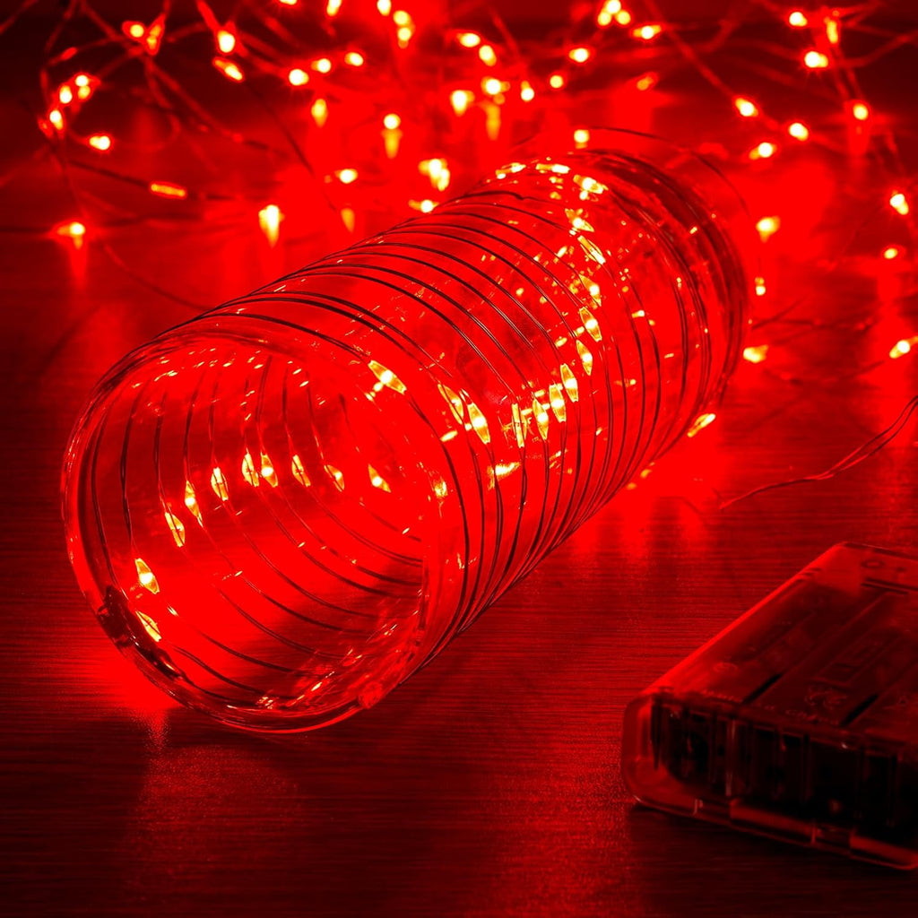 2 Pack 16.4ft Battery Operated String Lights with Timer, Warm White with Synchronized Twinkle Mode, Fairy Lights Battery Powered, 50 LEDs, Idea for Christmas Bedroom Party Wedding