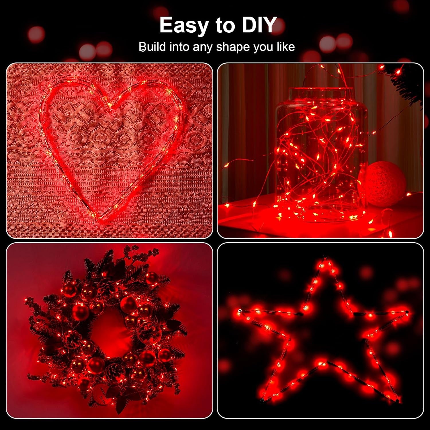 2 Pack 16.4ft Battery Operated String Lights with Timer, Warm White with Synchronized Twinkle Mode, Fairy Lights Battery Powered, 50 LEDs, Idea for Christmas Bedroom Party Wedding