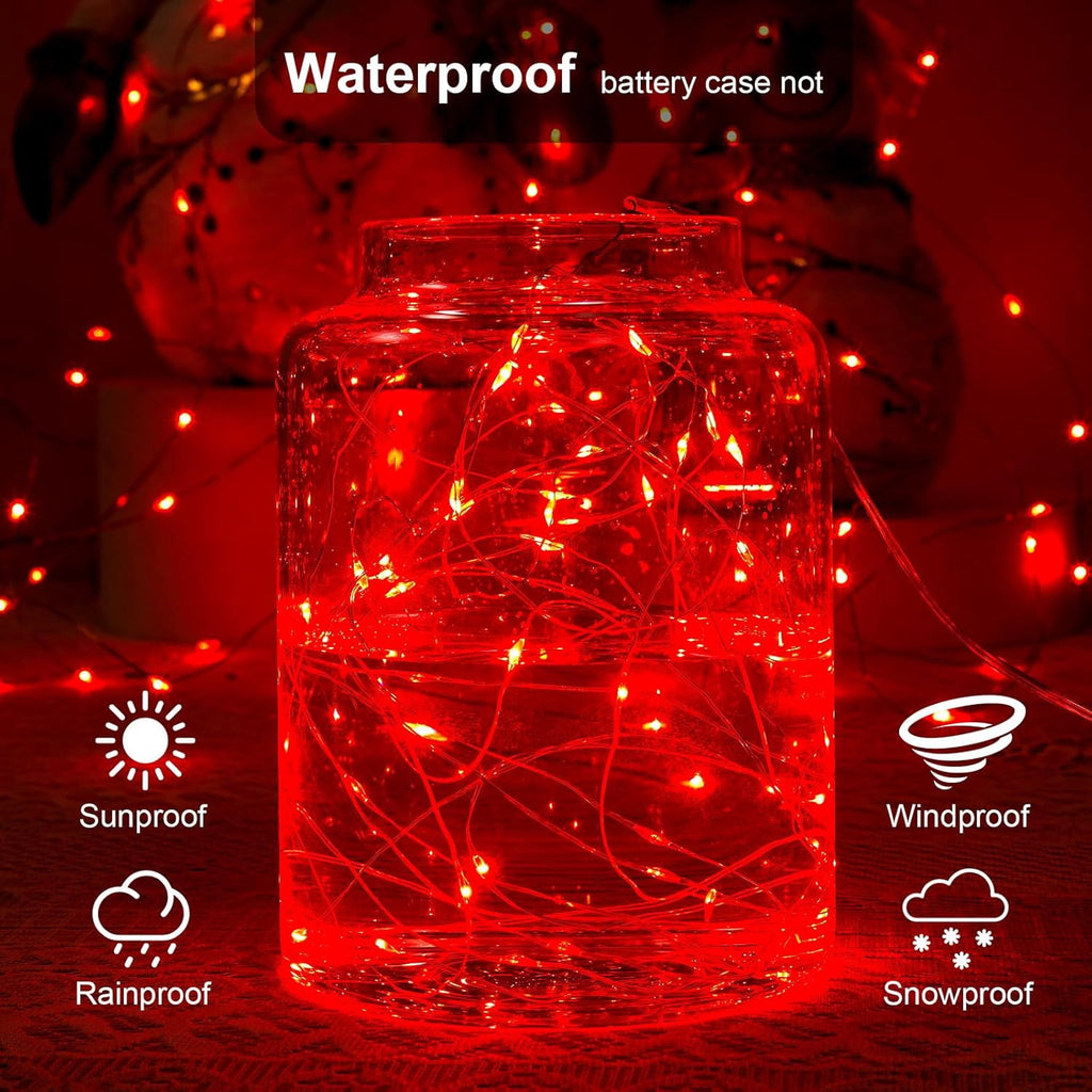 2 Pack 16.4ft Battery Operated String Lights with Timer, Warm White with Synchronized Twinkle Mode, Fairy Lights Battery Powered, 50 LEDs, Idea for Christmas Bedroom Party Wedding