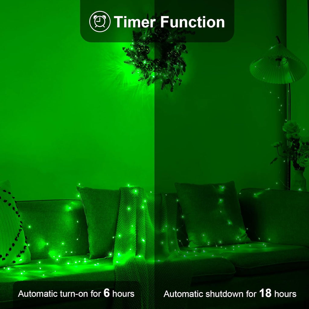 2 Pack 16.4ft Battery Operated String Lights with Timer, Warm White with Synchronized Twinkle Mode, Fairy Lights Battery Powered, 50 LEDs, Idea for Christmas Bedroom Party Wedding