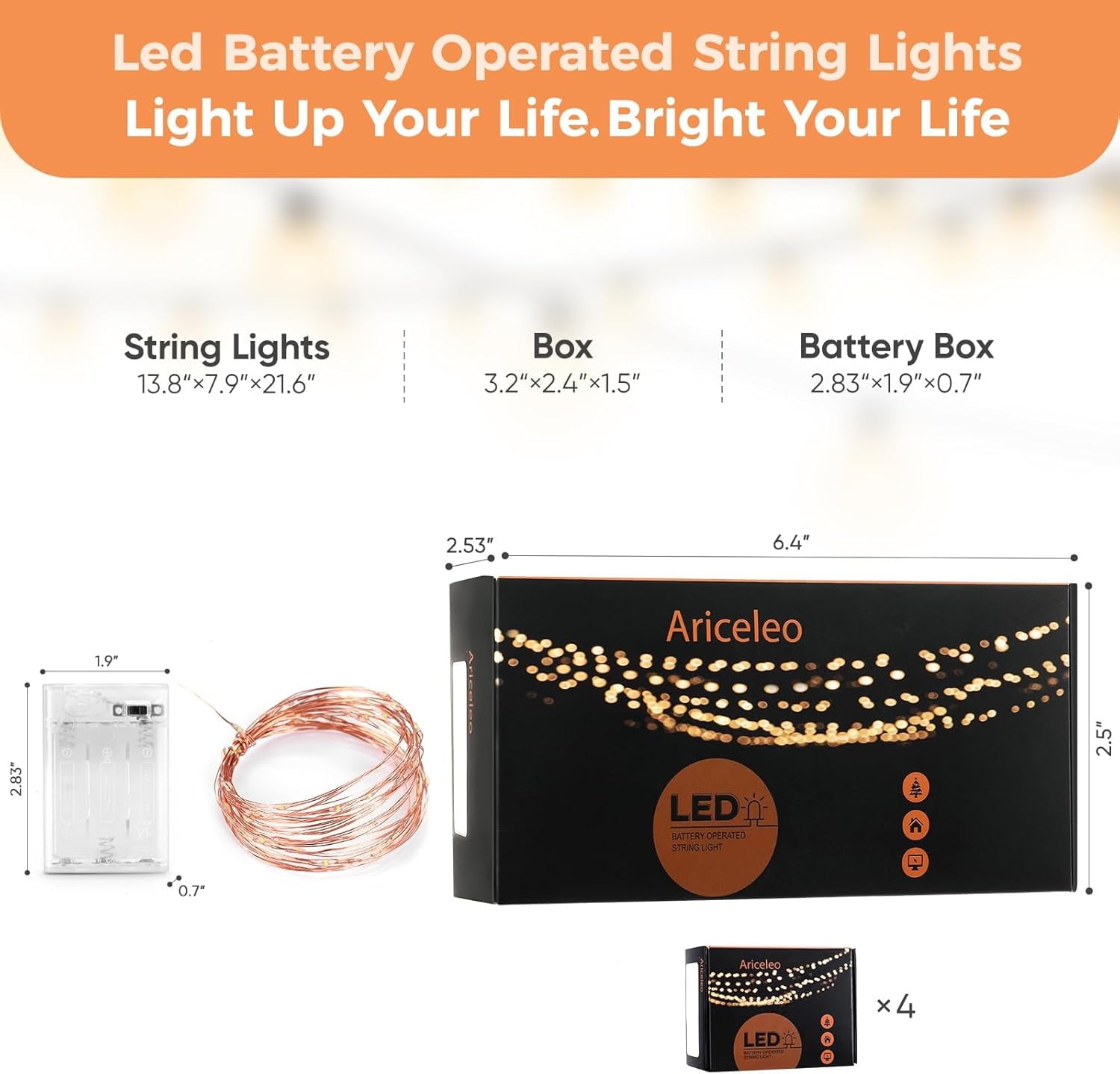 2 Pack 16.4ft Battery Operated String Lights with Timer, Warm White with Synchronized Twinkle Mode, Fairy Lights Battery Powered, 50 LEDs, Idea for Christmas Bedroom Party Wedding