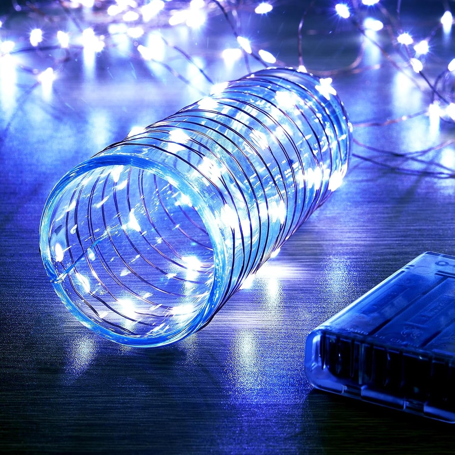 2 Pack 16.4ft Battery Operated String Lights with Timer, Warm White with Synchronized Twinkle Mode, Fairy Lights Battery Powered, 50 LEDs, Idea for Christmas Bedroom Party Wedding