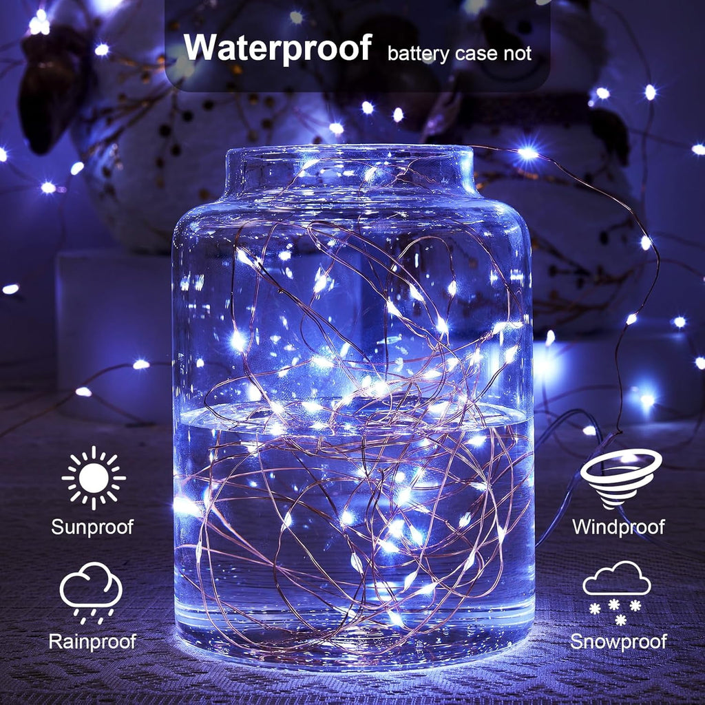 2 Pack 16.4ft Battery Operated String Lights with Timer, Warm White with Synchronized Twinkle Mode, Fairy Lights Battery Powered, 50 LEDs, Idea for Christmas Bedroom Party Wedding