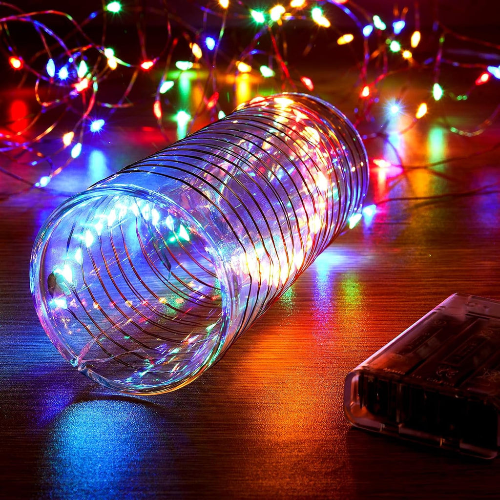 2 Pack 16.4ft Battery Operated String Lights with Timer, Warm White with Synchronized Twinkle Mode, Fairy Lights Battery Powered, 50 LEDs, Idea for Christmas Bedroom Party Wedding