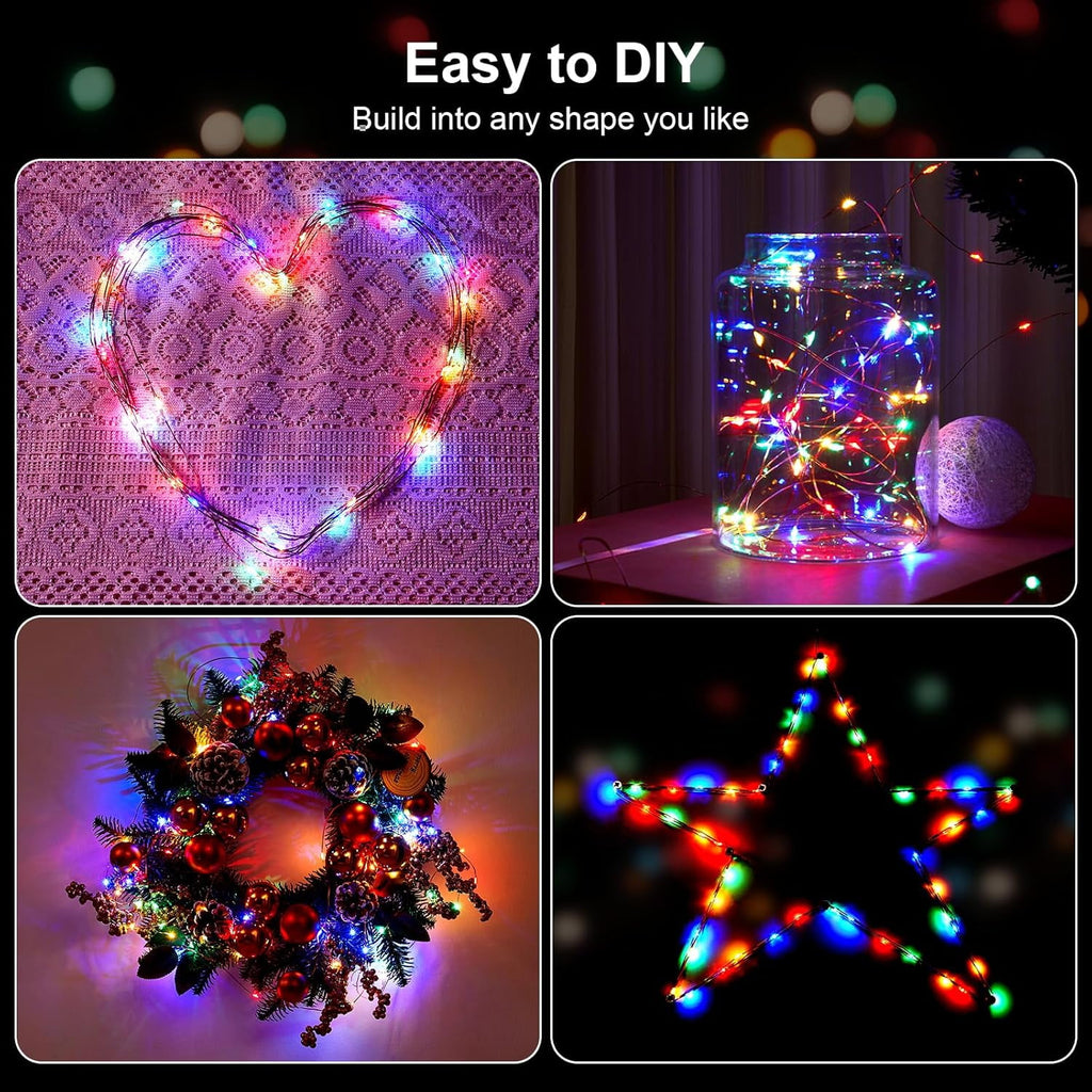 2 Pack 16.4ft Battery Operated String Lights with Timer, Warm White with Synchronized Twinkle Mode, Fairy Lights Battery Powered, 50 LEDs, Idea for Christmas Bedroom Party Wedding