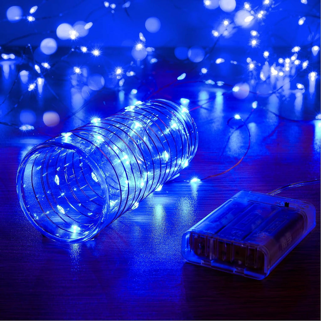 2 Pack 16.4ft Battery Operated String Lights with Timer, Warm White with Synchronized Twinkle Mode, Fairy Lights Battery Powered, 50 LEDs, Idea for Christmas Bedroom Party Wedding