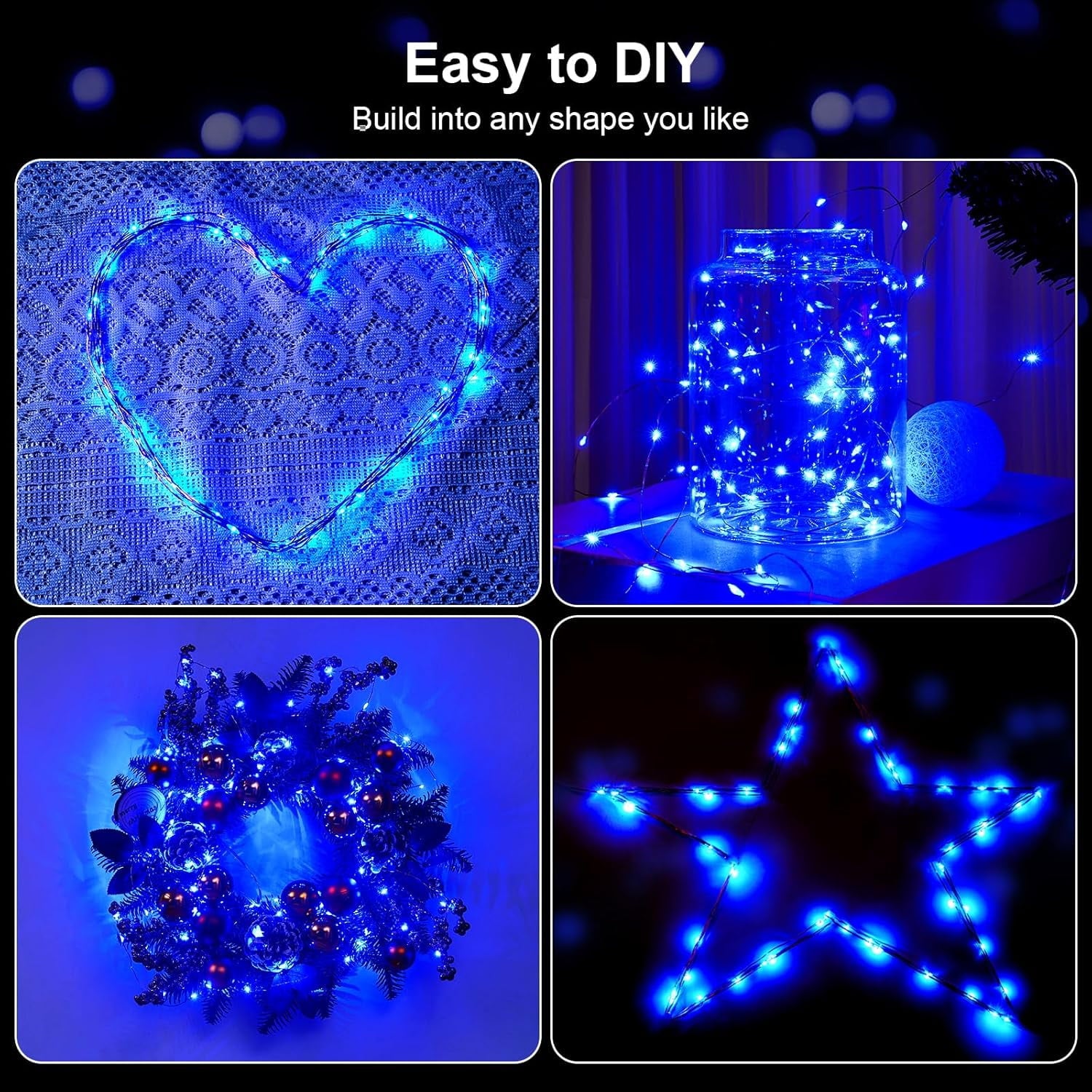 2 Pack 16.4ft Battery Operated String Lights with Timer, Warm White with Synchronized Twinkle Mode, Fairy Lights Battery Powered, 50 LEDs, Idea for Christmas Bedroom Party Wedding