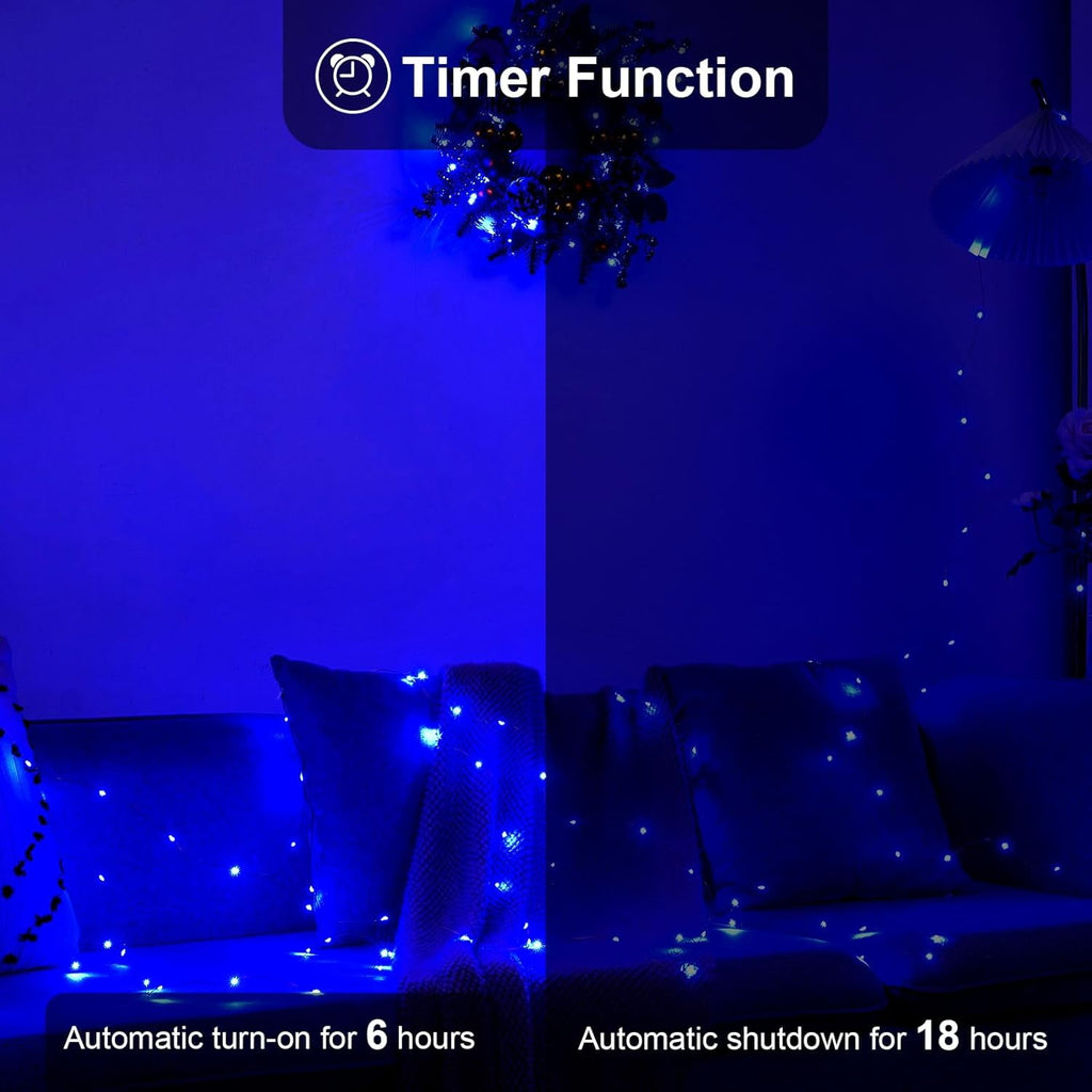 2 Pack 16.4ft Battery Operated String Lights with Timer, Warm White with Synchronized Twinkle Mode, Fairy Lights Battery Powered, 50 LEDs, Idea for Christmas Bedroom Party Wedding