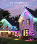 100ft Permanent Outdoor RGB Lights - IP67 Waterproof with Smart App Control Remote, DIY Scene Modes, Music Sync, for Garden Decor, Holiday Parties, Eave Lights for Roofs