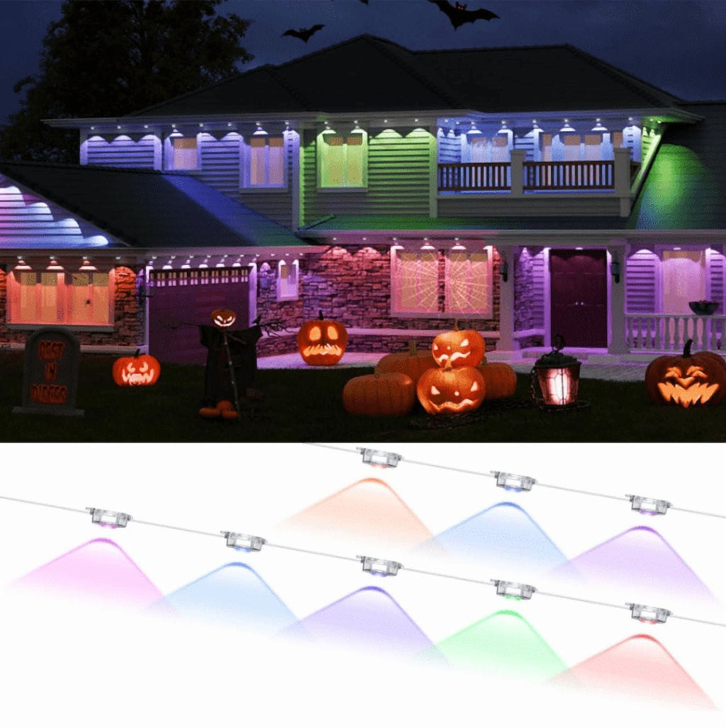 100ft Permanent Outdoor RGB Lights - IP67 Waterproof with Smart App Control Remote, DIY Scene Modes, Music Sync, for Garden Decor, Holiday Parties, Eave Lights for Roofs