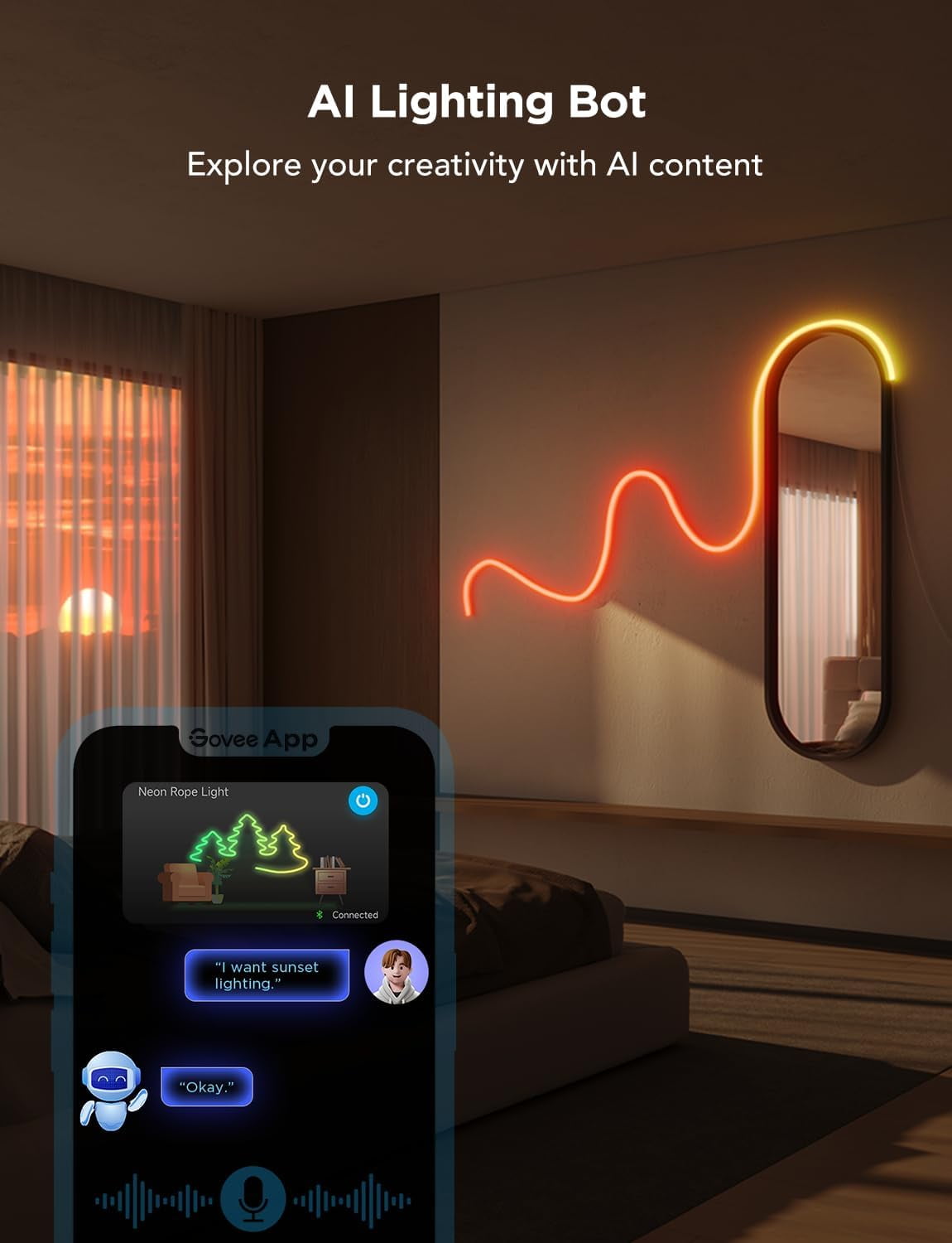 RGBIC Neon Lights, LED Smart Neon Rope Light 2 Works with Matter, Alexa, Google Assistant, Custom  Neon Strip Lights for Bedroom and Wall Decor, Softer Material, 9.8ft, White