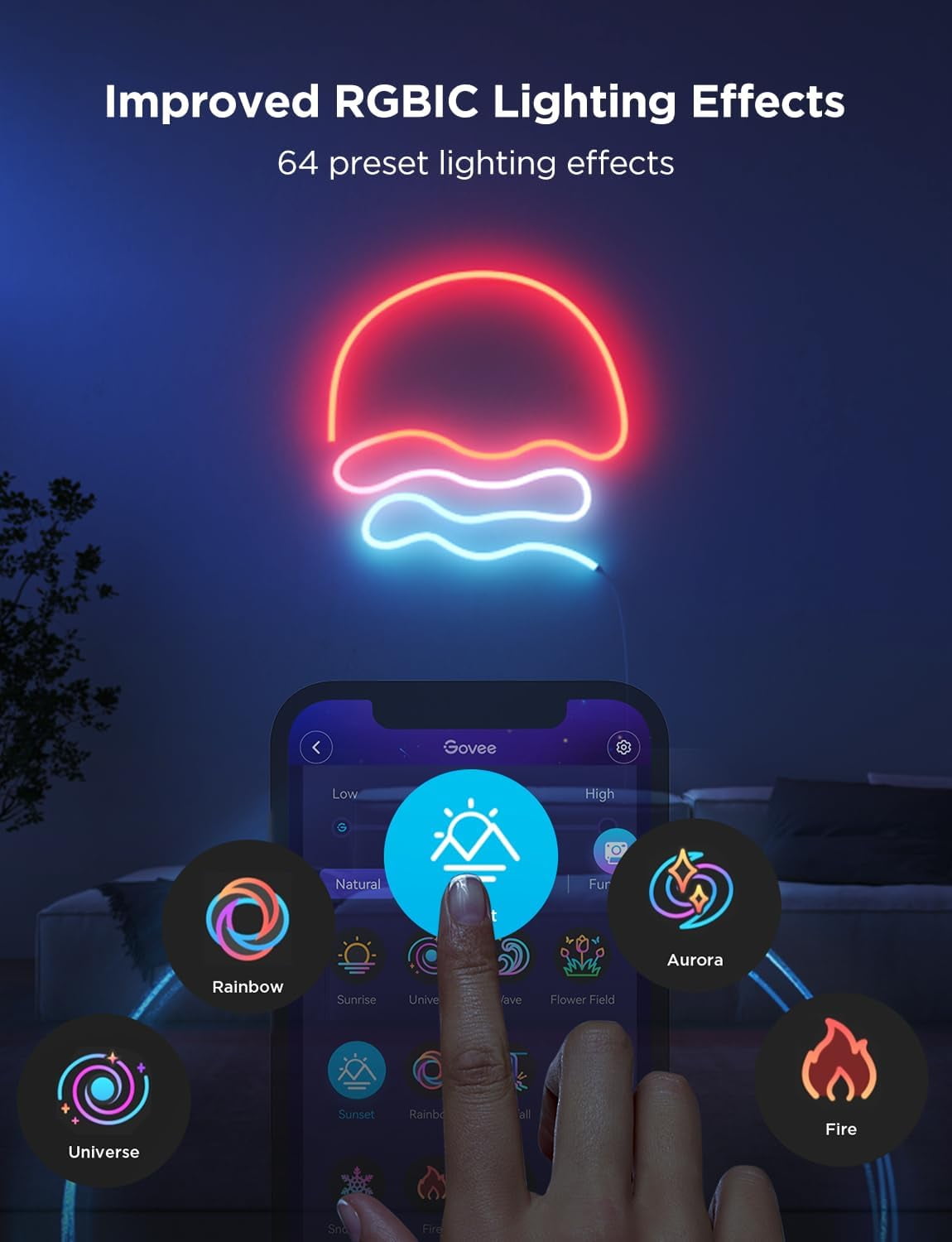 RGBIC Neon Lights, LED Smart Neon Rope Light 2 Works with Matter, Alexa, Google Assistant, Custom  Neon Strip Lights for Bedroom and Wall Decor, Softer Material, 9.8ft, White