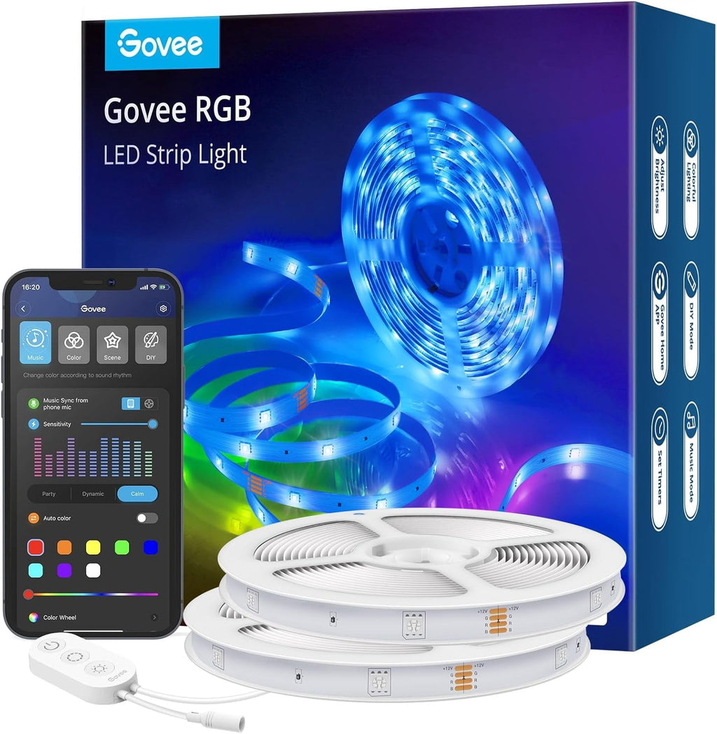 Smart RGB LED Strip Lights, 16.4ft WiFi LED Strip Lighting Work with Alexa and Google Assistant, 16 Million Colors with App Control and Music Sync LED Lights for Bedroom, Home Decor