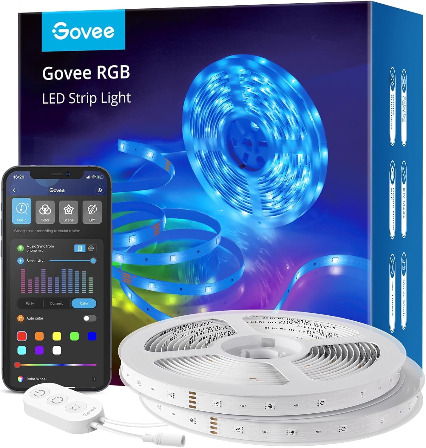 Smart RGB LED Strip Lights, 16.4ft WiFi LED Strip Lighting Work with Alexa and Google Assistant, 16 Million Colors with App Control and Music Sync LED Lights for Bedroom, Home Decor