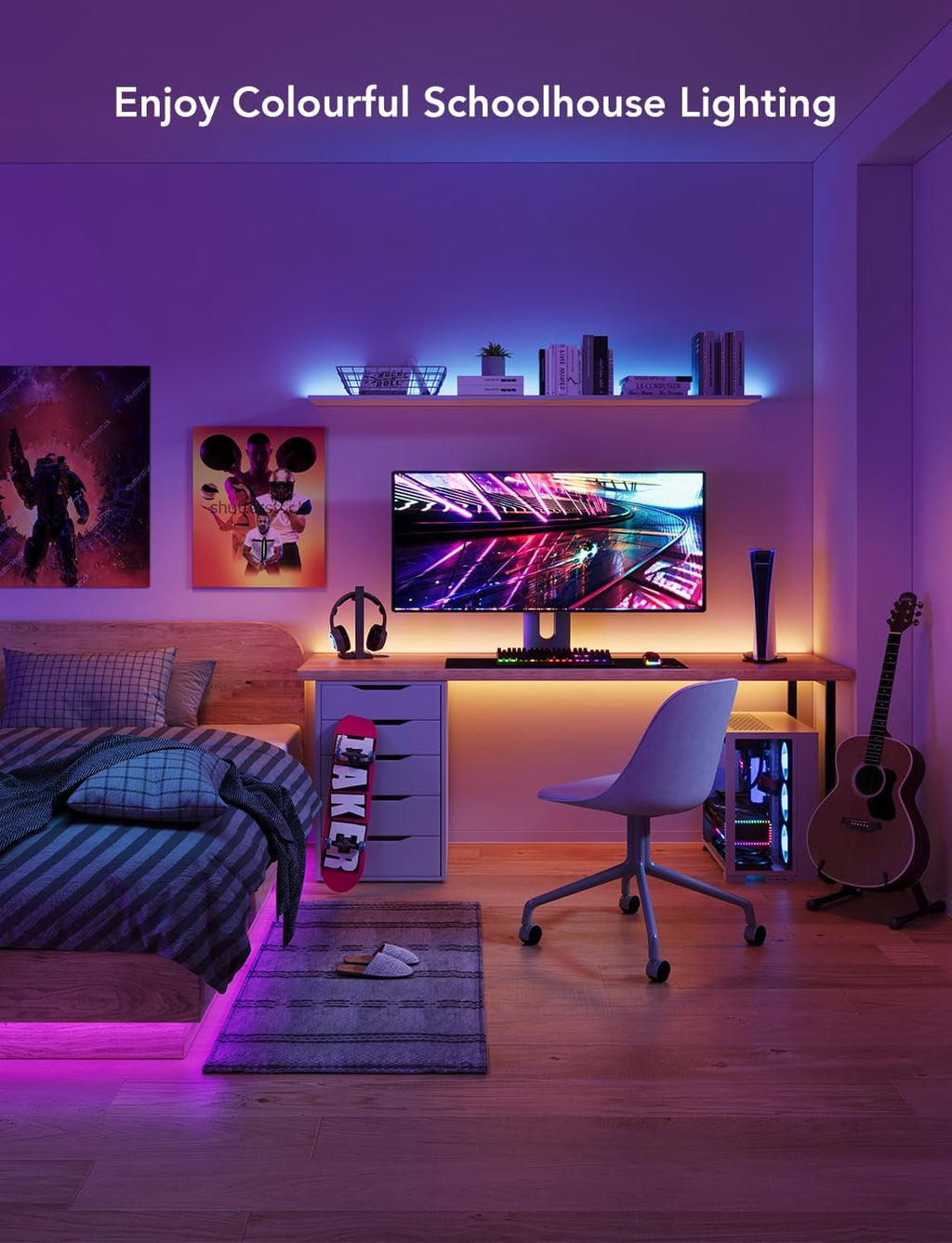 Smart RGB LED Strip Lights, 16.4ft WiFi LED Strip Lighting Work with Alexa and Google Assistant, 16 Million Colors with App Control and Music Sync LED Lights for Bedroom, Home Decor