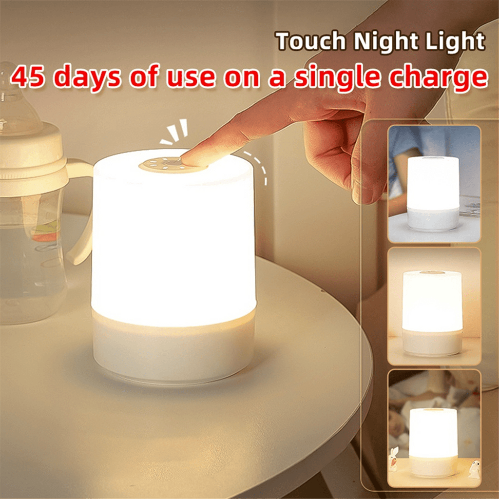 Touch Night Lamp USB LED Lamp Rechargeable Three Colors Lights for Kitchen Hallway Closet Bedroom Night Light