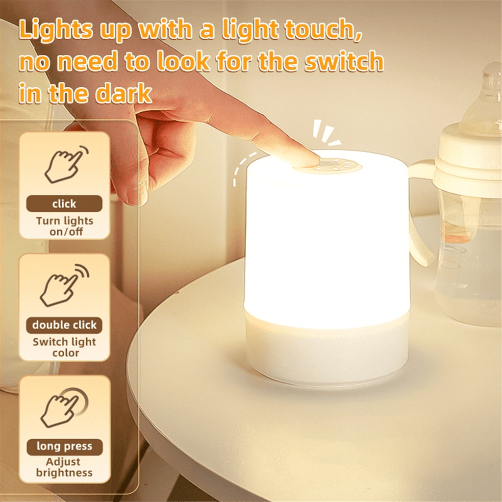 Touch Night Lamp USB LED Lamp Rechargeable Three Colors Lights for Kitchen Hallway Closet Bedroom Night Light